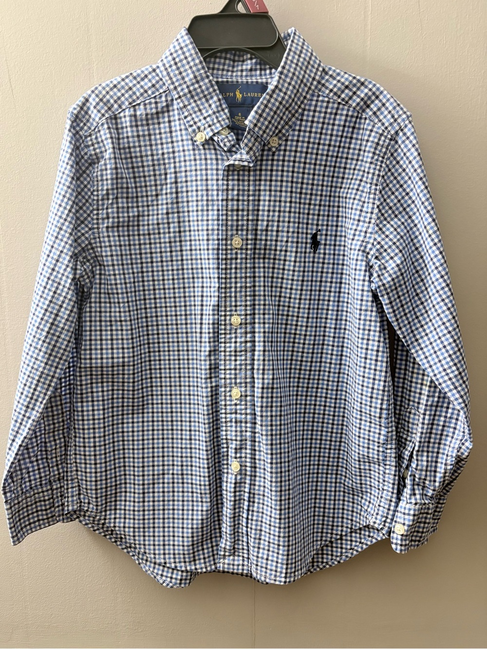 Ralph Lauren Blue and White Gingham Button-Down Shirt